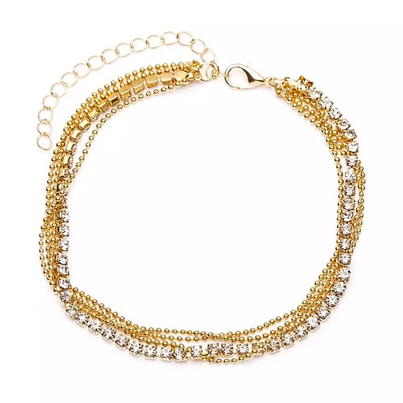 🔴𝟭𝟬/$𝟮𝟱🔴4 Layered Rhinestone Anklet NEW - Picture 8 of 11